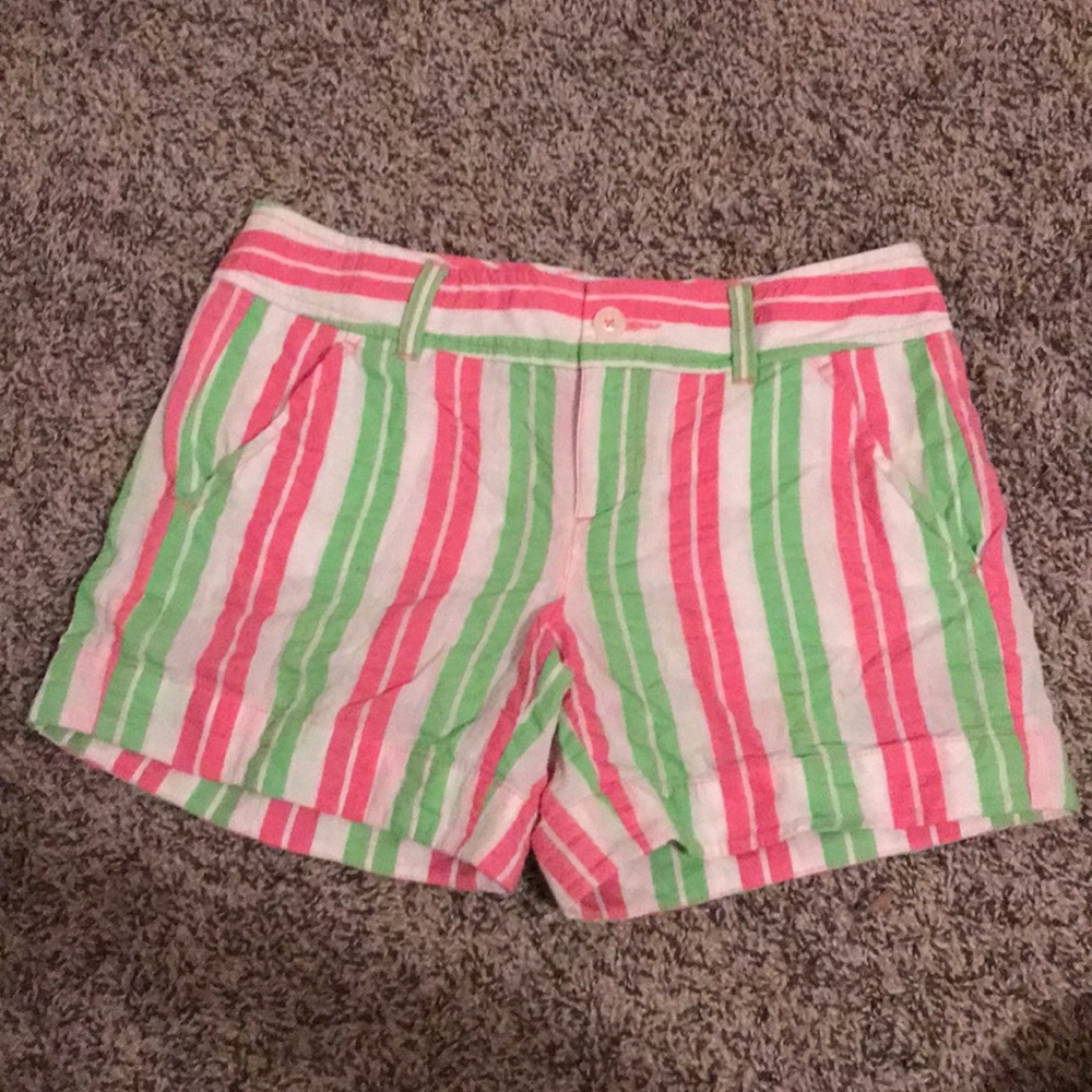 Lilly Pulitzer Pink Green Seersucker Short Size 0